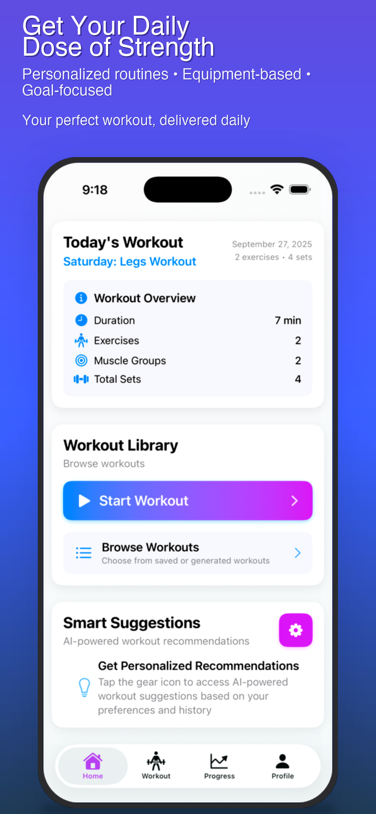 Daily HomeGym Pro workouts tailored to your equipment